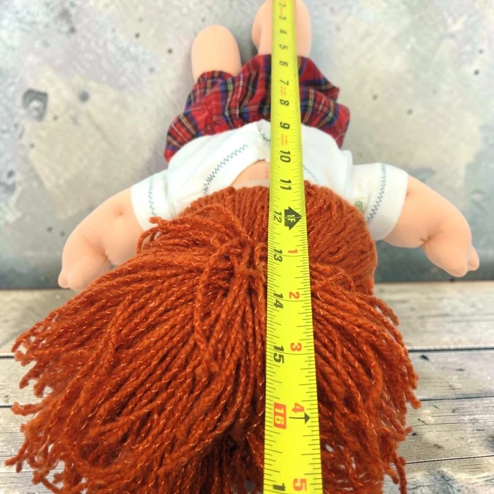 VTG 90's Mattel Cabbage Patch Kids Doll Red Yarn Hair Brown Eyes Plaid CPK 1995